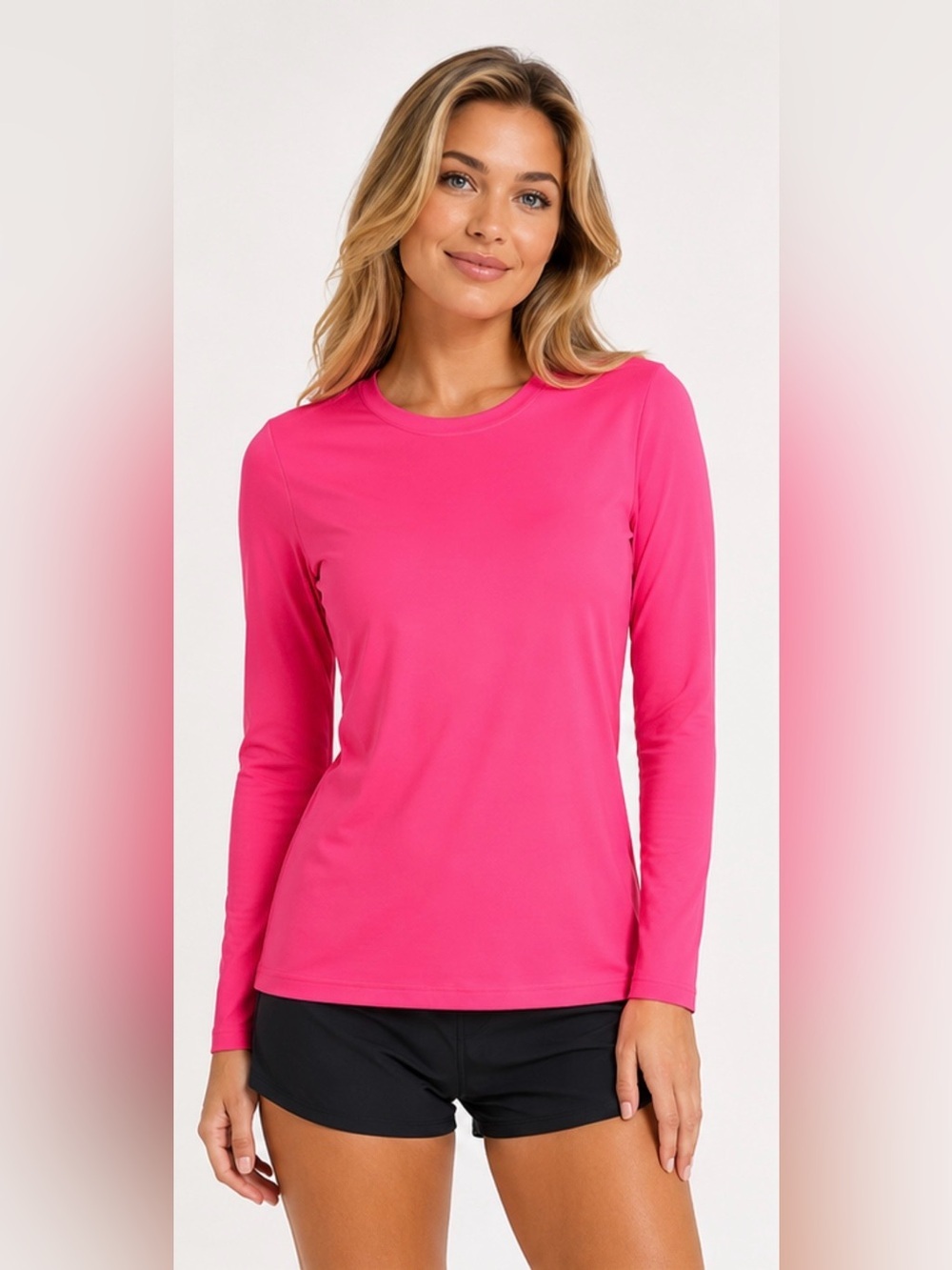 LANDSEND Wm PLUS Size UPF 50 Long Sleeve Relaxed Rash Guard Tee